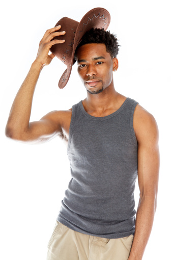 Afro-American man shot in studio and isolated on a white background