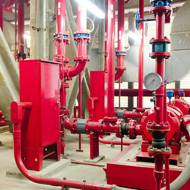 istock Water pumping station and industrial interior pipes 180724245