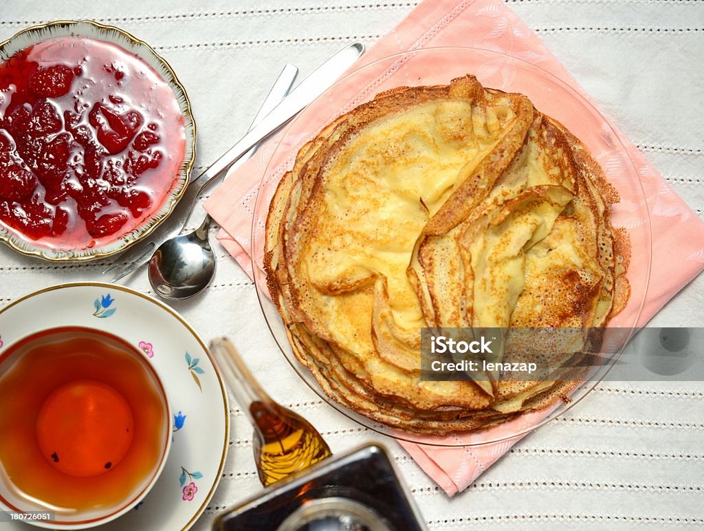 Russian Breakfast With Blinis And Tea Stock Photo - Download Image Now -  Berry Fruit, Blini, Breakfast - iStock