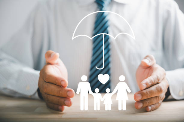 istock Hands with protective gesture and family 1807261847