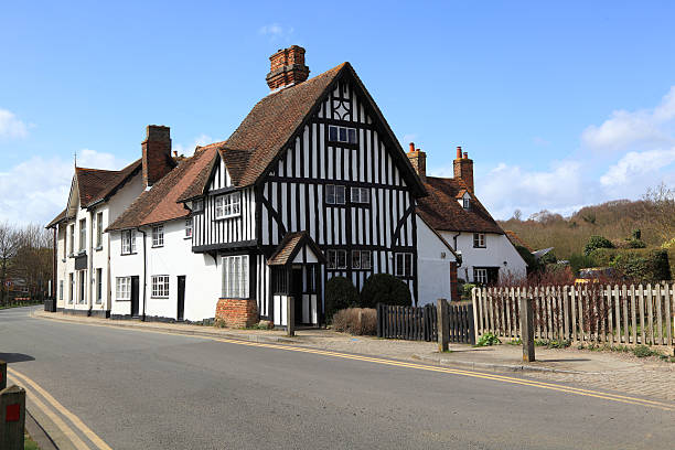 istock old timberframe house in english village 180726294