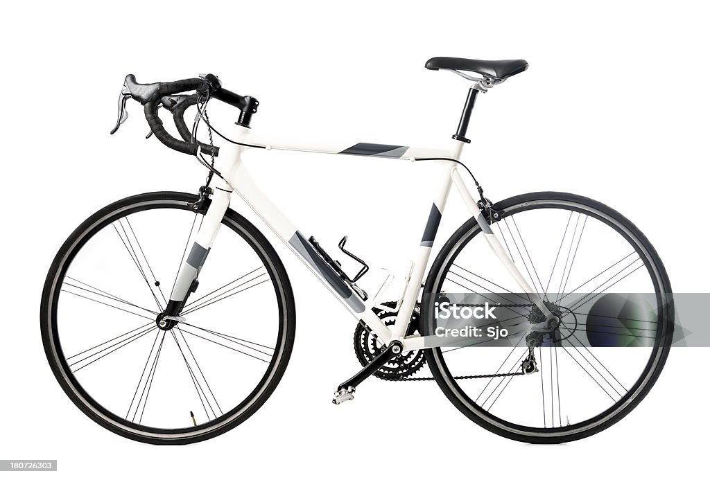 Racing bike Racing bicycle with black and gray stripes isolated on a white background. Bicycle Stock Photo