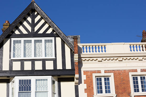 세븐옥스 영국 켄트에서 - sevenoaks half timbered tudor style window 뉴스 사진 이미지