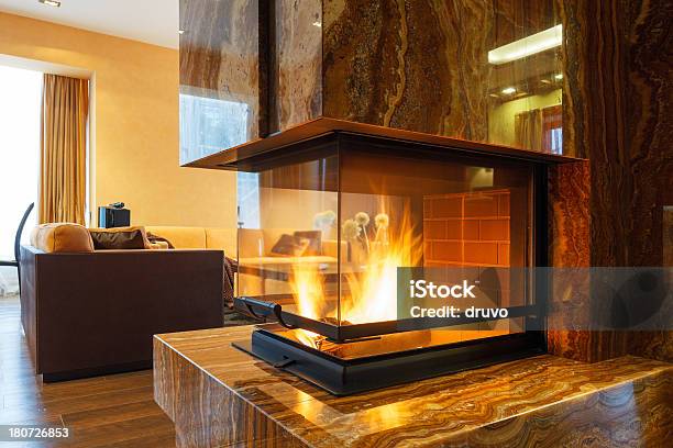 Modern Fireplace Stock Photo - Download Image Now - Architectural Feature, Burning, Ceramics