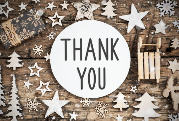 Text Thank You, Wood, Natural Christmas Decor