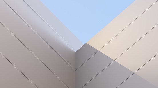 Building architecture, corner wall facade, minimal building, modern concrete futuristic style, banner. 3D render