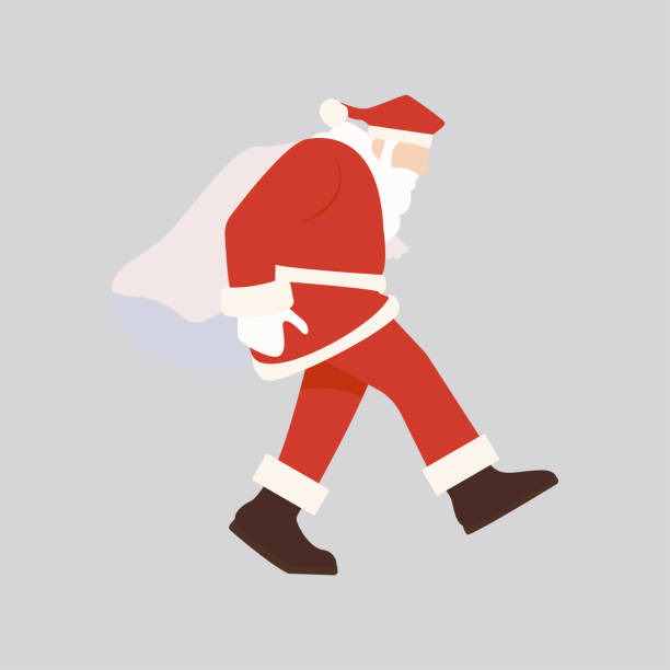 istock cartoon santa claus carrying a sack of gift 1807282719