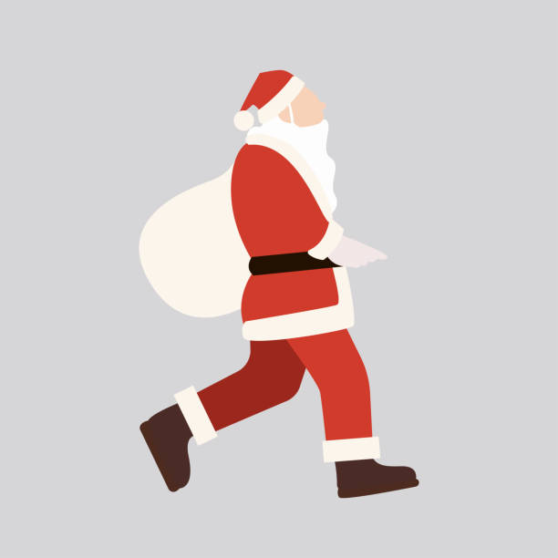 istock cartoon santa claus carrying a sack of gift 1807282728