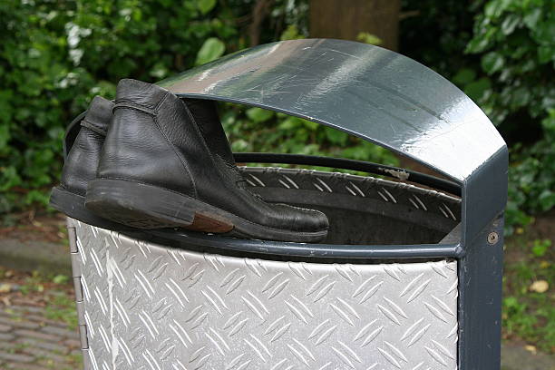 These shoes were made for walking. Black leather shoes discarded.