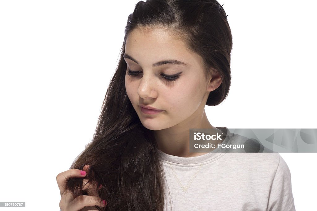 Adolescente com cabelos bonitos - Foto de stock de 14-15 Anos royalty-free