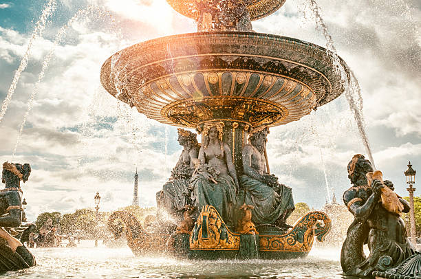 Fountain on the Place de la Concorde in Paris stock photo