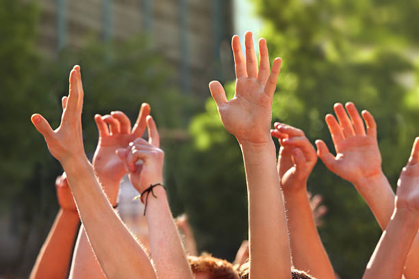 istock Hands up at a music party 180731285