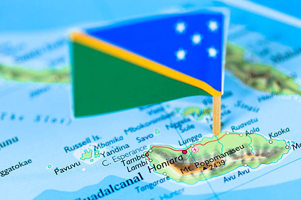 istock Map and flag of Guadalcanal, Solomon Islands 180731349
