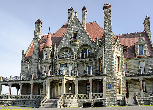 Large new house in Mackinaw City, Michigan, USA on a cloudy day.