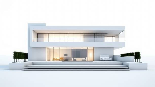 istock 3D illustration of a modern house on a white background 1807320544