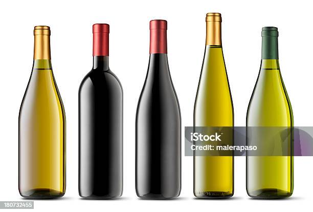 Butelek Wina - zdjęcia stockowe i więcej obrazów Butelka wina - Butelka wina, Butelka, Białe tło