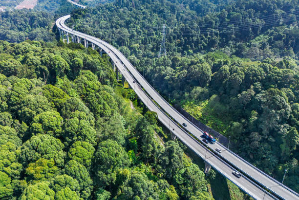 istock Aerial view of a provincial road passing through a forest 1807325225