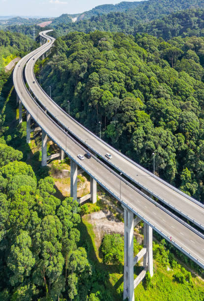 istock Aerial view of a provincial road passing through a forest 1807325748