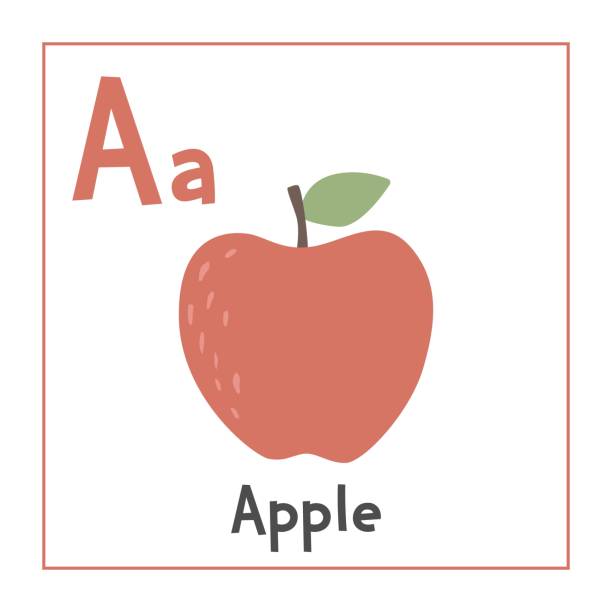 istock Apple clipart. Apple vector illustration cartoon flat style. Fruits start with letter A. Fruit alphabet card. Learning letter A card. Kids education. Cute apple vector design 1807329948