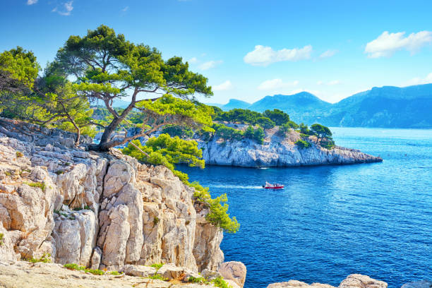 Calanques of Marseille in France The cliffs of the Calanques are a natural wonder nestled near Marseille, France casis stock pictures, royalty-free photos & images