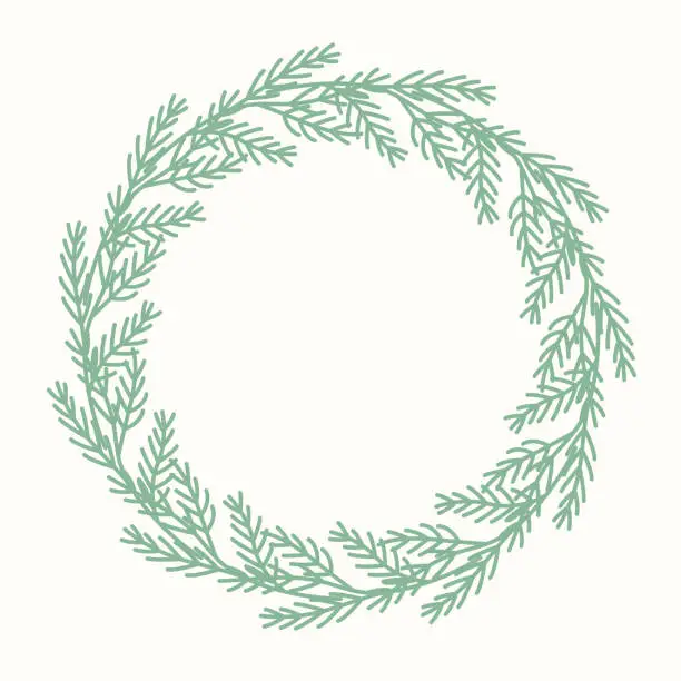 Vector illustration of Clip art of Christmas fir wreath on isolated white background