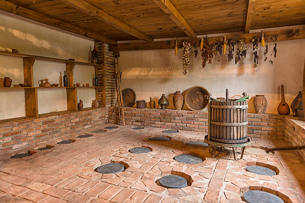 Wine Cellar in Telavi "One of many wine Cellars in Telavi, the central town of Kakheti, major winemaking region of Georgia." kakheti georgia stock pictures, royalty-free photos & images