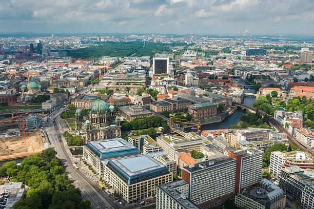 istock Aerial view over Berlin cityscape landmarks Germany 180734301