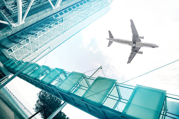 Airplane landing to the airport.