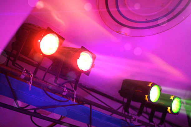 istock four disco lights shining in a purple coloured room 180734787
