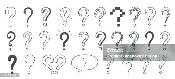 Hand Drawn Question Marks Doodle Set Collection向量圖形及更多問號圖片 - 問號, 問, 簡易 ...
