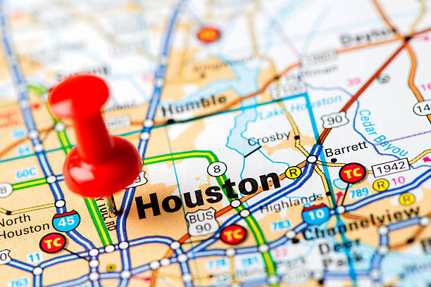 US capital cities on map series: Houston, Texas