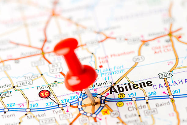 istock US capital cities on map series: Abilene, Texas, TX 180735365