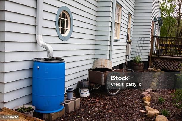 Rain Barrel Stock Photo - Download Image Now - Rainwater Tank, Water Conservation, Water Tower - Storage Tank