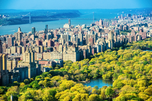 Aerial view of Upper West Side and Central Park in New York. United States.