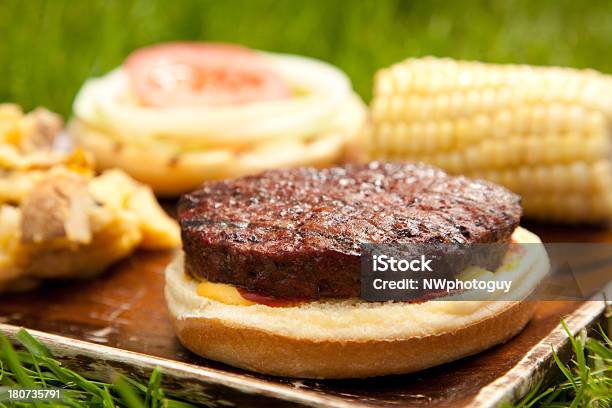 Barbecue Hamburger Allaperto - Fotografie stock e altre immagini di Pannocchia - Pannocchia, Alimentazione sana, Alla griglia