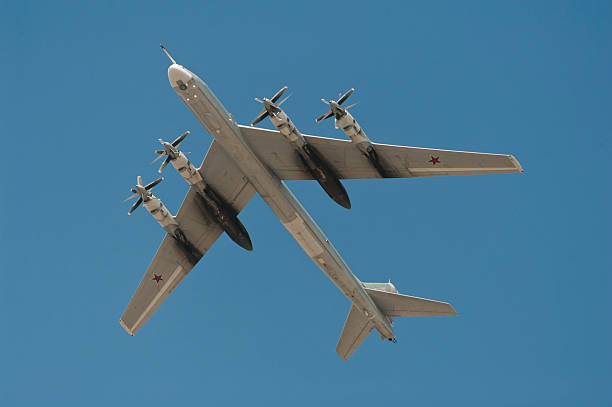 The Tupolev Tu-95 (Bear) strategic bomber. View below.