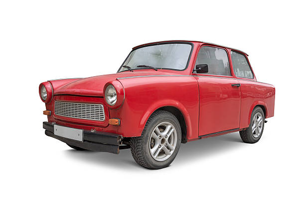 East German red vintage car isolated on white stock photo