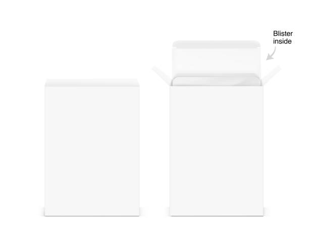 현실적인 골판지 상자 모형. - cardboard box white background paper closed stock illustrations