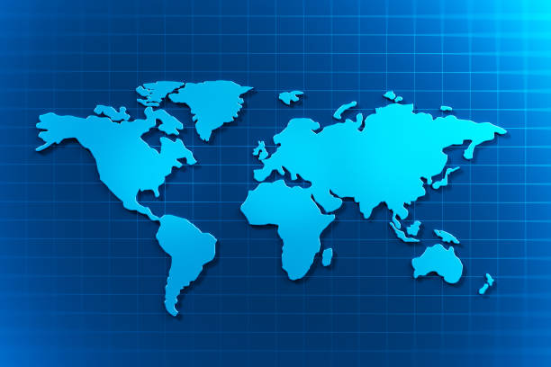 World map 3D shapes modern pixel 3D render background.