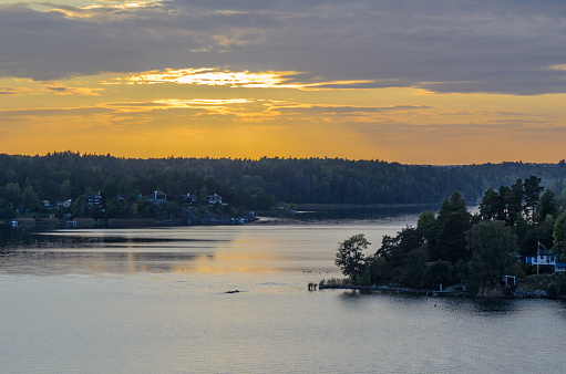 Stockholm Archipelago in Baltic Sea, Sweden, at sunset