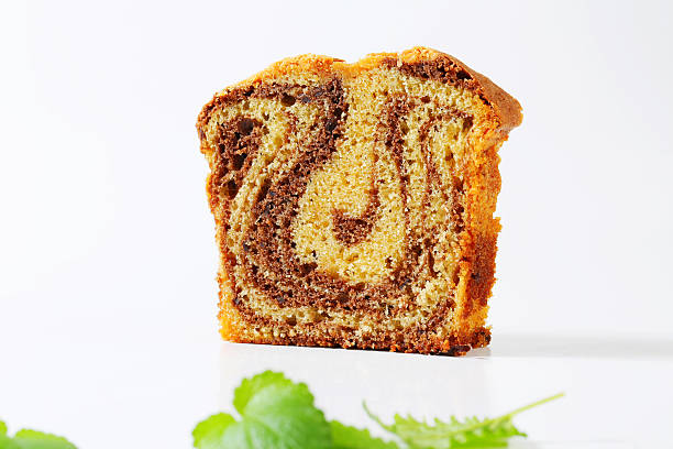 slice of marble cake on a white background