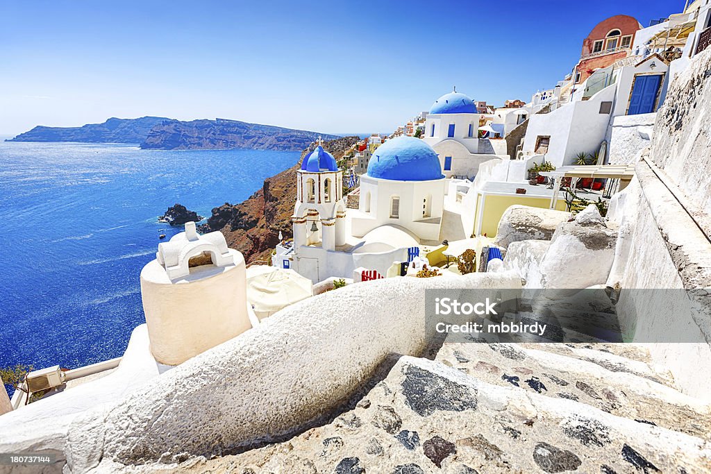 Ia) miejscowości Oia, na wyspie Santorini, Grecja - Zbiór zdjęć royalty-free (Architektura)