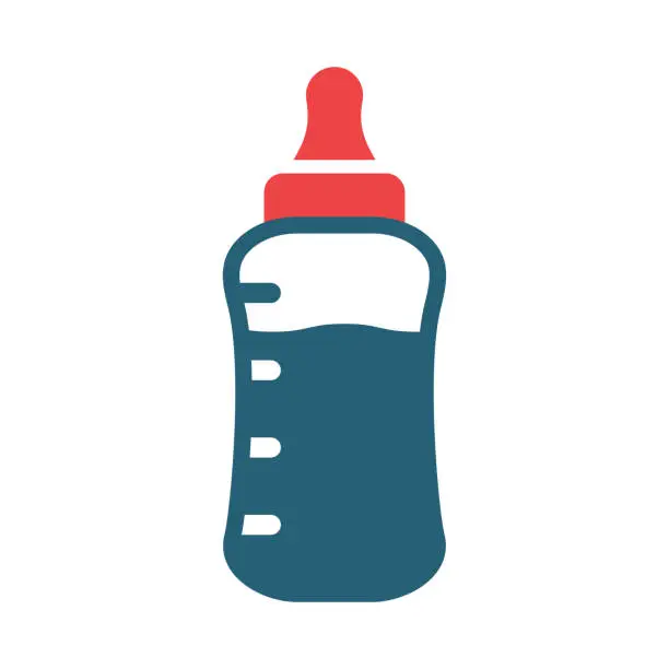 Vector illustration of Baby Bottle Vector Glyph Two Color Icon For Personal And Commercial Use.