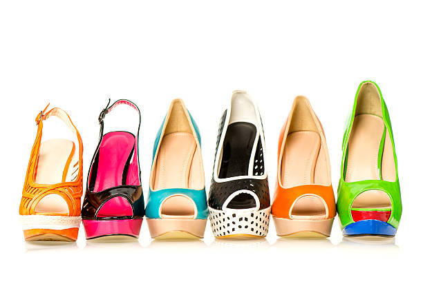 istock Six different High Heels Shoes for summer with peep toe 180737771