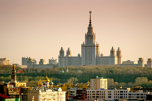Evening view to the Moscow state university building