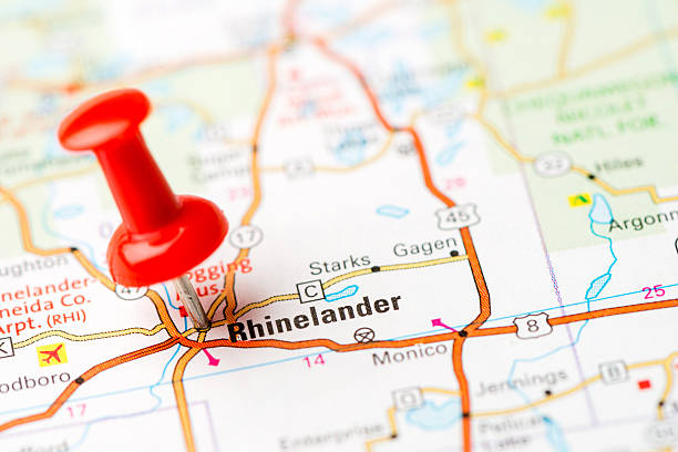 istock US capital cities on map series: Rhinelander, WI 180738542