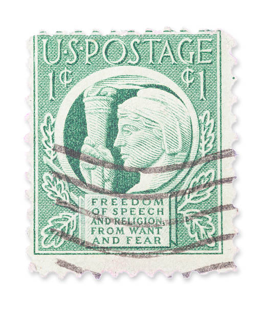 istock Vintage US stamp - freedom of speech 180738651