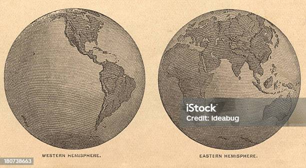 Alte Karte Von Östlichen Und Westlichen Hemisphäre Aus Dem Jahr 1875 Stock Vektor Art und mehr Bilder von Östliche Hemisphäre