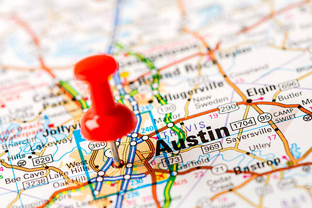istock US capital cities on map series: Austin, TX 180739101