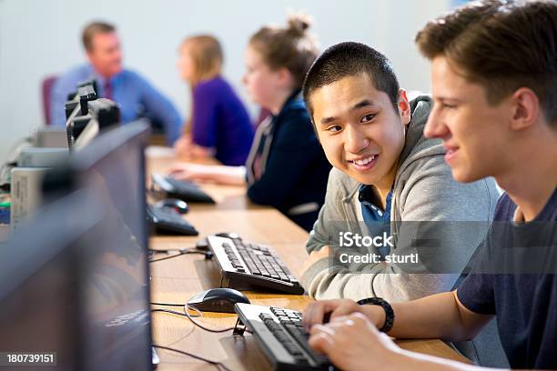 Happy Computer Class Happy Students In Computer Class Stock Photo - Download Image Now - 14 ...